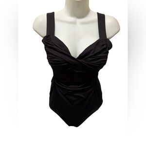 Abercrombie & Fitch Soft Collection Black Thong Bodysuit Sz M Rusched Bust